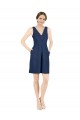 Comprar Azul marina oscuro línea A Cuello en V Satén Corto Vestidos de dama de honor / Vestidos de cóctel