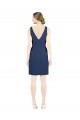 Comprar Azul marina oscuro línea A Cuello en V Satén Corto Vestidos de dama de honor / Vestidos de cóctel