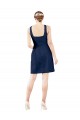 Comprar Azul marina oscuro línea A Cuello en V Satén Corto Vestidos de dama de honor / Vestidos de cóctel