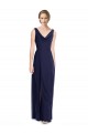 Comprar Azul marina oscuro línea A Gasa Largo Vestidos de dama de honor