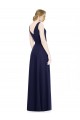 Comprar Azul marina oscuro línea A Gasa Largo Vestidos de dama de honor