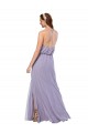 Comprar Azul marina oscuro línea A Halter Gasa Largo Vestidos de dama de honor