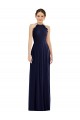 Comprar Azul marina oscuro línea A Halter Gasa Largo Vestidos de dama de honor