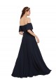 Comprar Azul marina oscuro línea A Hombros Descubiertos Gasa Largo Vestidos de dama de honor / Vestidos de fiesta