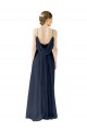 Comprar Azul marina oscuro línea A Tirantes espagueti Gasa Largo Vestidos de dama de honor