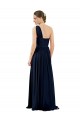 Comprar Azul marina oscuro línea A Un Hombre Gasa Largo Vestidos de dama de honor