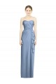 Comprar Azul polvoriento Cubierta Cuello de Corazón Sin tirantes Gasa Largo Vestidos de dama de honor