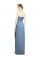 Comprar Azul polvoriento Cubierta Cuello de Corazón Sin tirantes Gasa Largo Vestidos de dama de honor