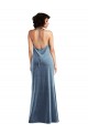 Comprar Azul polvoriento Cubierta Terciopelo Elástico Largo Vestidos de dama de honor / Vestidos de fiesta