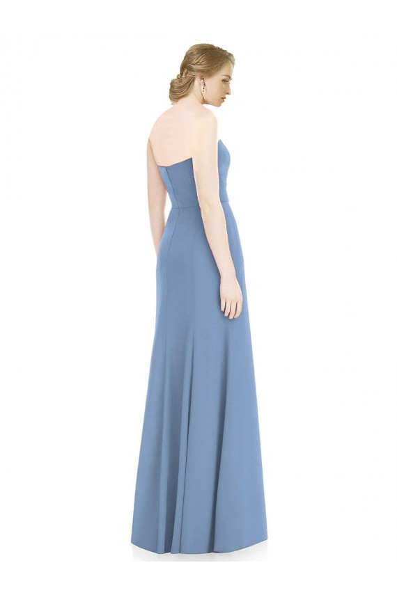 Comprar Azul polvoriento Sirena Cuello de Corazón Sin tirantes Gasa Largo Vestidos de dama de honor
