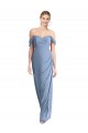 Comprar Azul polvoriento Sirena Hombros Descubiertos Gasa Largo Vestidos de dama de honor