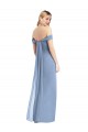 Comprar Azul polvoriento Sirena Hombros Descubiertos Gasa Largo Vestidos de dama de honor