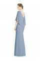 Comprar Azul polvoriento Trompeta Cuello en V Gasa Largo Vestidos de dama de honor