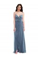 Comprar Azul polvoriento línea A Cuello de Corazón Terciopelo Elástico Largo Vestidos de dama de honor / Vestidos de fiesta