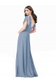 Comprar Azul polvoriento línea A Cuello en V Gasa Largo Vestidos de dama de honor / Vestidos de fiesta