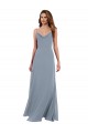 Comprar Azul polvoriento línea A Gasa Largo Vestidos de dama de honor