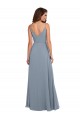 Comprar Azul polvoriento línea A Gasa Largo Vestidos de dama de honor