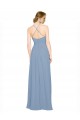 Comprar Azul polvoriento línea A Halter Cuello Alto Gasa Largo Vestidos de dama de honor