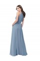 Comprar Azul polvoriento línea A Halter Cuello Alto Gasa Largo Vestidos de dama de honor