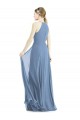 Comprar Azul polvoriento línea A Halter Gasa Largo Vestidos de dama de honor