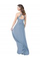 Comprar Azul polvoriento línea A Halter Gasa Largo Vestidos de dama de honor