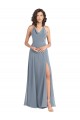 Comprar Azul polvoriento línea A Halter Gasa Largo Vestidos de dama de honor