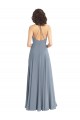 Comprar Azul polvoriento línea A Halter Gasa Largo Vestidos de dama de honor