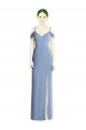Comprar Azul polvoriento línea A Hombros Descubiertos Gasa Largo Formales Vestidos de dama de honor / Vestidos de noche