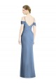 Comprar Azul polvoriento línea A Hombros Descubiertos Gasa Largo Formales Vestidos de dama de honor / Vestidos de noche