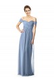 Comprar Azul polvoriento línea A Hombros Descubiertos Gasa Largo Vestidos de dama de honor