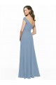 Comprar Azul polvoriento línea A Hombros Descubiertos Gasa Largo Vestidos de dama de honor