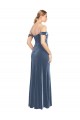 Comprar Azul polvoriento línea A Hombros Descubiertos Sin tirantes Terciopelo Elástico Largo Vestidos de dama de honor / Vestidos de fiesta