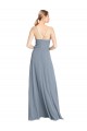 Comprar Azul polvoriento línea A Hombros Descubiertos Tirantes espagueti Gasa Largo Vestidos de dama de honor