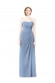 Comprar Azul polvoriento línea A Sin tirantes Gasa Largo Vestidos de dama de honor