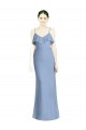 Comprar Azul polvoriento línea A Tirantes espagueti Cuello en V Gasa Largo Vestidos de dama de honor