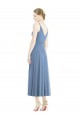 Comprar Azul polvoriento línea A Tirantes espagueti Gasa Corto Vestidos de dama de honor
