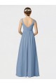 Comprar Azul polvoriento línea A Tirantes espagueti Gasa Largo Vestidos de dama de honor