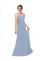 Comprar Azul polvoriento línea A Tirantes espagueti Gasa Largo Vestidos de dama de honor