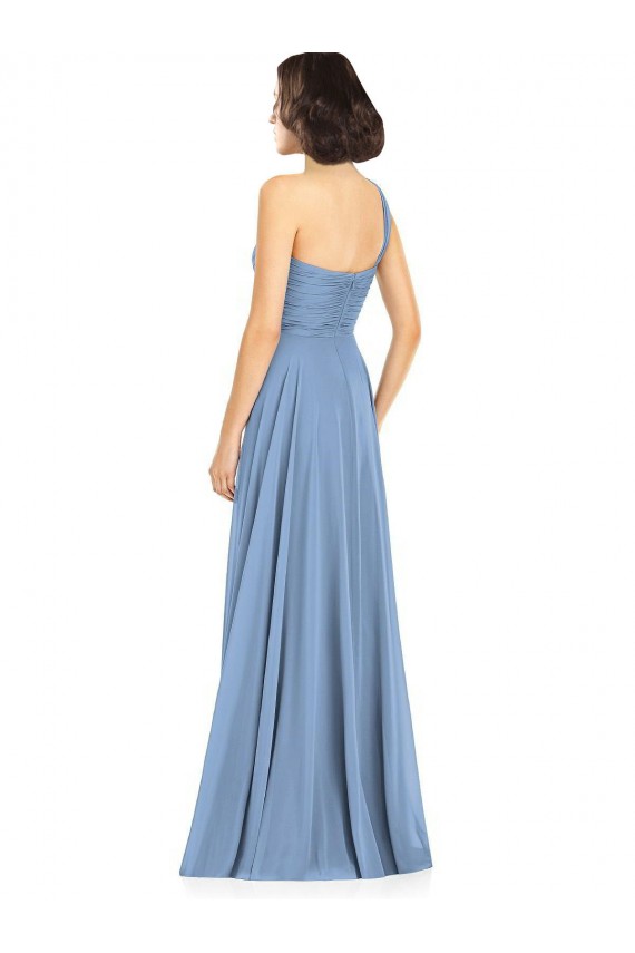 Comprar Azul polvoriento línea A Un Hombre Gasa Largo Vestidos de dama de honor