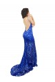 Comprar Azul real Sirena Cuello Alto Encaje Largo Vestidos de dama de honor / Vestidos de fiesta