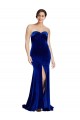 Comprar Azul real Sirena Cuello de Corazón Sin tirantes Barrer tren Terciopelo Elástico Largo Formales Vestidos de dama de honor / Vestidos de fiesta