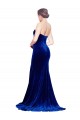 Comprar Azul real Sirena Cuello de Corazón Sin tirantes Barrer tren Terciopelo Elástico Largo Formales Vestidos de dama de honor / Vestidos de fiesta