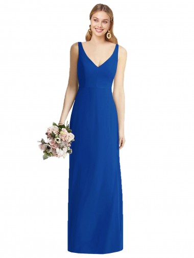 Comprar Azul real Sirena Cuello de Corazón Sin tirantes Gasa Largo Vestidos de dama de honor