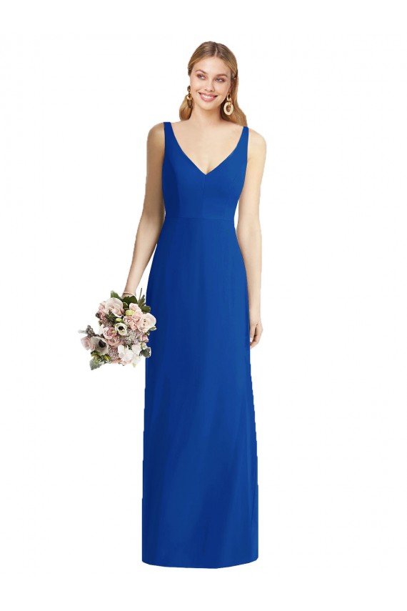 Comprar Azul real Sirena Cuello de Corazón Sin tirantes Gasa Largo Vestidos de dama de honor