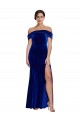Comprar Azul real Sirena Hombros Descubiertos Terciopelo Elástico Largo Formales Vestidos de dama de honor / Vestidos de fiesta