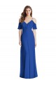 Comprar Azul real Trompeta Tirantes espagueti Cuello en V Gasa Largo Vestidos de dama de honor