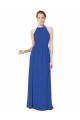 Comprar Azul real línea A Halter Gasa Largo Vestidos de dama de honor