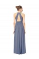 Comprar Azul real línea A Halter Gasa Largo Vestidos de dama de honor