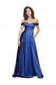 Comprar Azul real línea A Hombros Descubiertos Barrer tren Satén elástico Largo Formales Vestidos de dama de honor / Vestidos de fiesta
