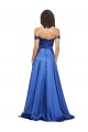 Comprar Azul real línea A Hombros Descubiertos Barrer tren Satén elástico Largo Formales Vestidos de dama de honor / Vestidos de fiesta